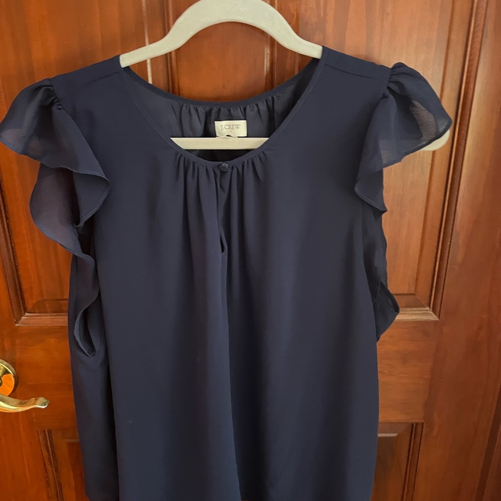 J crew Navy Flutter Sleeve Top